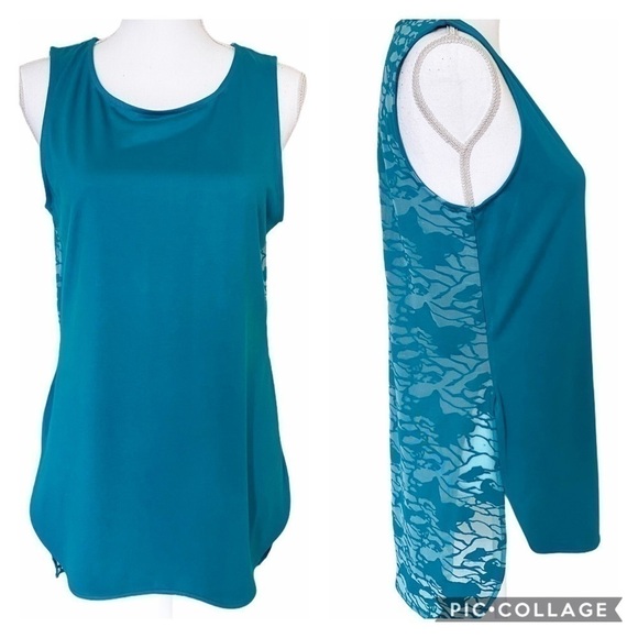 Tangerine NWT Burnout Layered Sleeveless Athletic Workout Gym Tank Teal Size S - Picture 1 of 9